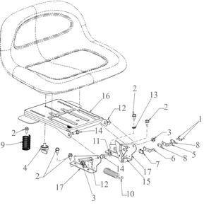 Seat Adjustment Diagram and Parts List for 2022 Yard Machines Lawn Tractor